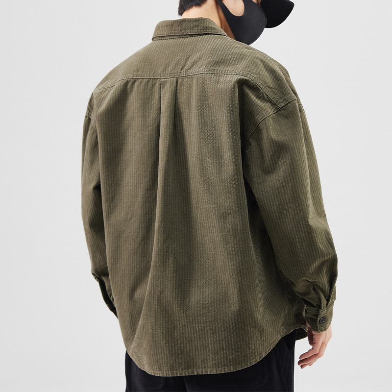 Muška kardigan-košulja, casual stil, otporna na habanje, rever kod ovratnika, dugi rukav, mješavina kemijskih vlakana (81–90% vinil-klorid)