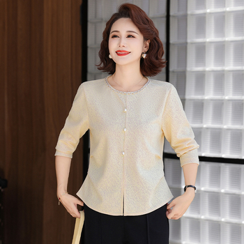 Top elegant pentru femei, cu panouri cusute, amestec poliester-spandex, toamnă 2025