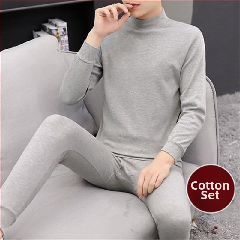 Set călduros din acril cu fleece pentru bărbați, guler mediu-înalt și mâneci lungi, material extra gros