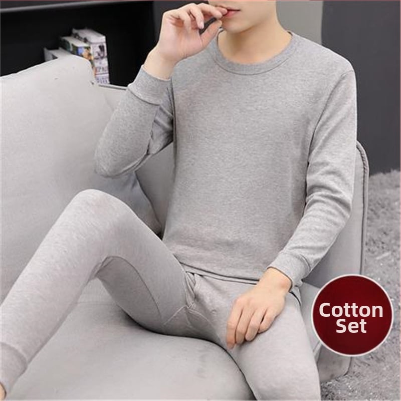 Set călduros din acril cu fleece pentru bărbați, guler mediu-înalt și mâneci lungi, material extra gros