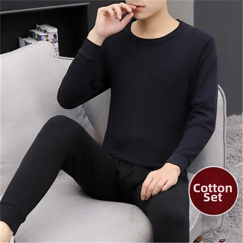 Set călduros din acril cu fleece pentru bărbați, guler mediu-înalt și mâneci lungi, material extra gros