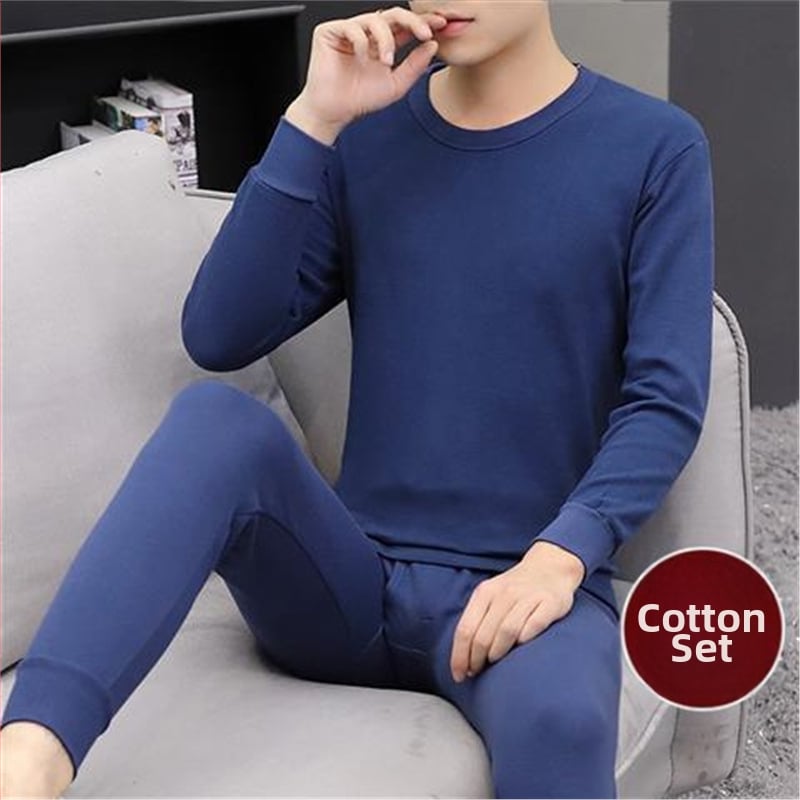 Set călduros din acril cu fleece pentru bărbați, guler mediu-înalt și mâneci lungi, material extra gros