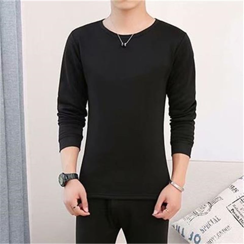 Set călduros din acril cu fleece pentru bărbați, guler mediu-înalt și mâneci lungi, material extra gros