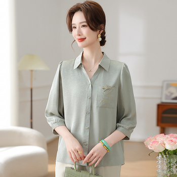 Cămașă brodată, poliester 90–95%, primăvara 2025, stil office