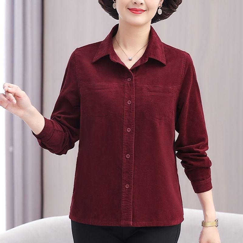 Πουκάμισο NORNS GIRL με σταθερό γιακά, μακριά μανίκια, αφαιρετικό μοτίβο, ύφασμα Modal