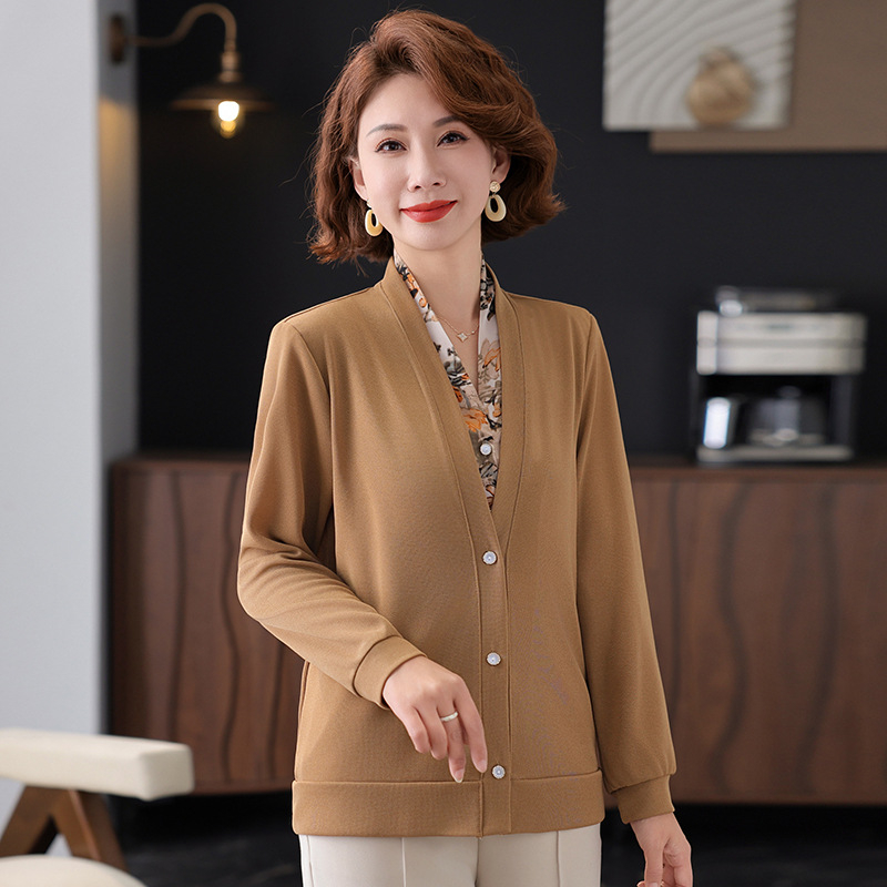 Πουκάμισο από πολυεστέρα, V-ντεκολτέ, μακριά μανίκια, φαρδιά γραμμή, φθινόπωρο 2025