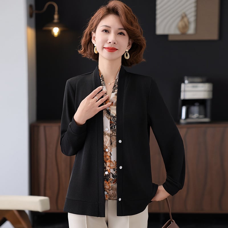 Πουκάμισο από πολυεστέρα, V-ντεκολτέ, μακριά μανίκια, φαρδιά γραμμή, φθινόπωρο 2025