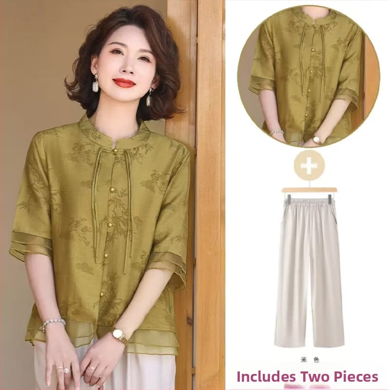 Set de top și bluza, stil casual, jacquard, poliester >95%, material secundar alt <30%, Vara 2025