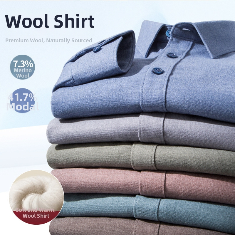 Modalová košeľa pre mužov, štvorcový golier, dlhý rukáv, úzky strih