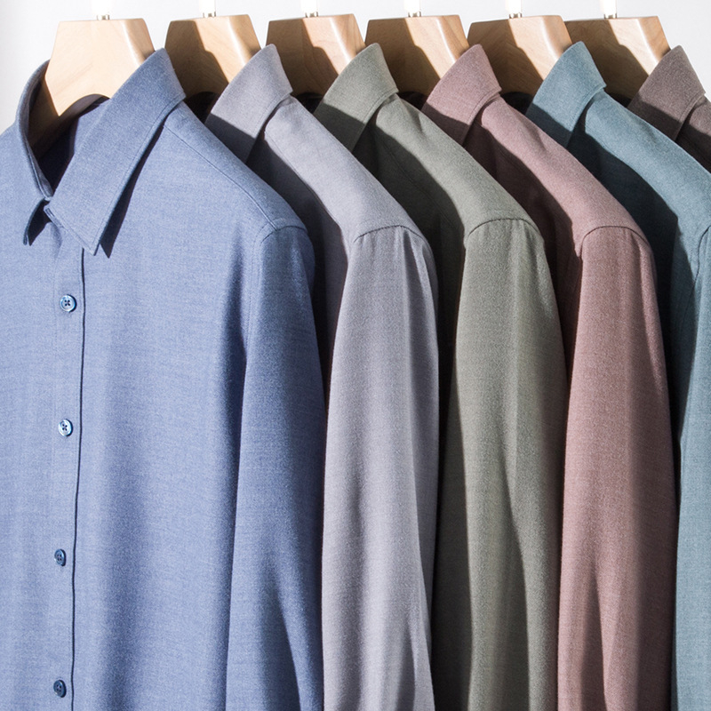 Modalová košeľa pre mužov, štvorcový golier, dlhý rukáv, úzky strih