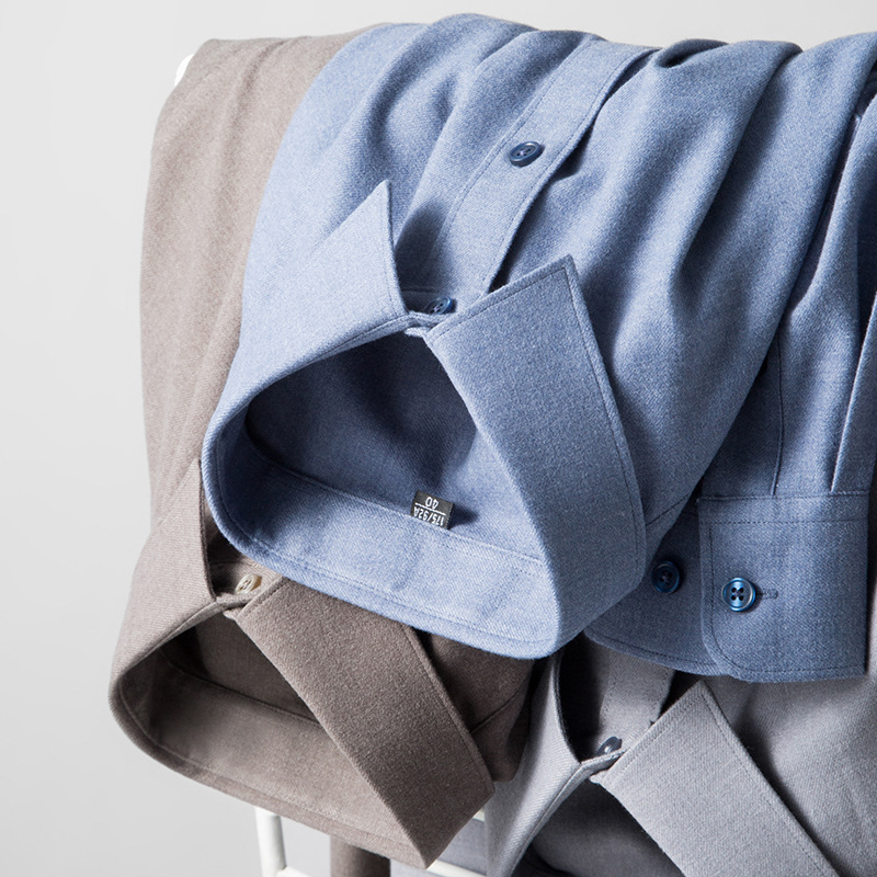 Modalová košeľa pre mužov, štvorcový golier, dlhý rukáv, úzky strih