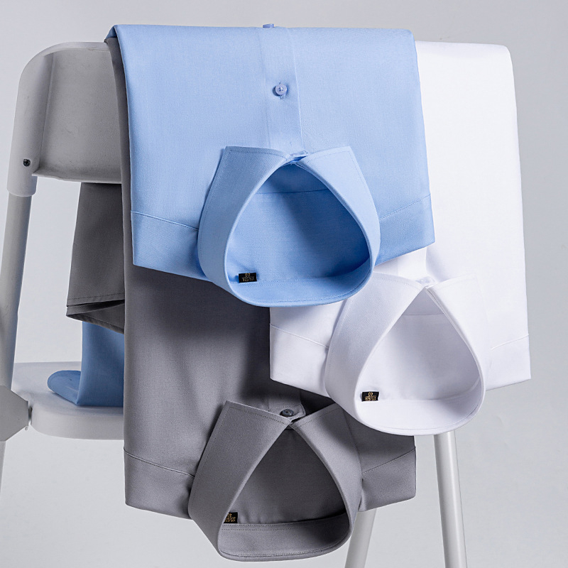 Cămașă de bărbați, amestec Modal + mătase de mulberry, guler pătrat, mâneci lungi, fără călcare