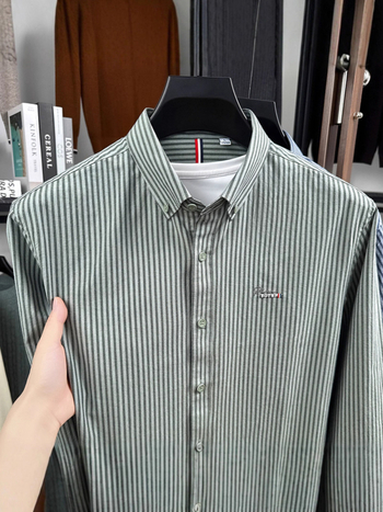 Youngor muška košulja s prugama, 100% pamuk, dugi rukavi, jesenska casual Oxford košulja za mlade i srednje odrasle muškarce