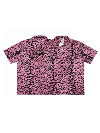 Košula s leopard uzorkom i kubanskim ovratnikom, kratkim rukavima, retro kardigan stil, širok kroj, 96% poliester