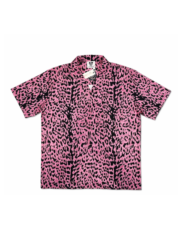 Košula s leopard uzorkom i kubanskim ovratnikom, kratkim rukavima, retro kardigan stil, širok kroj, 96% poliester