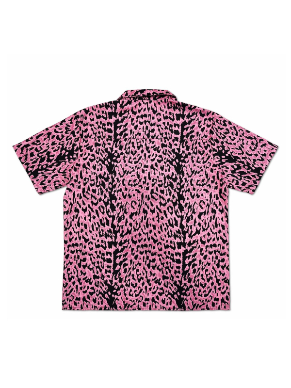 Košula s leopard uzorkom i kubanskim ovratnikom, kratkim rukavima, retro kardigan stil, širok kroj, 96% poliester