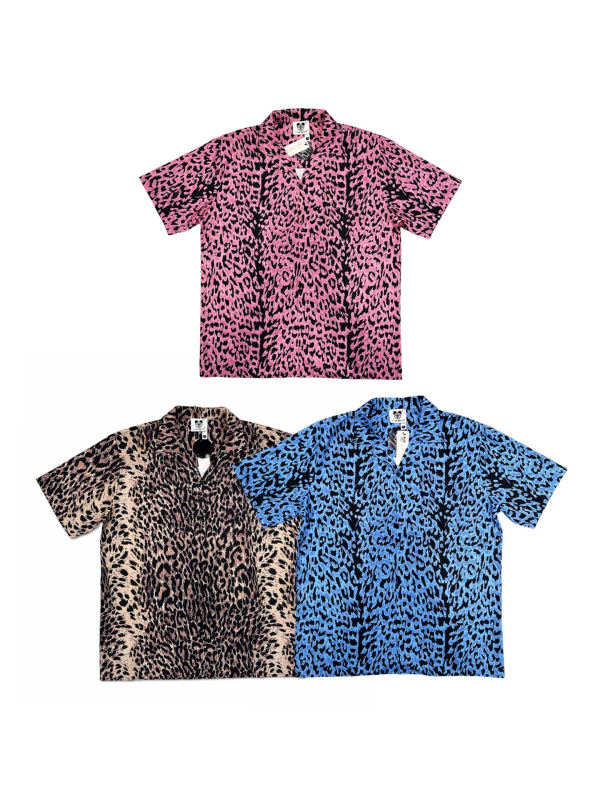 Košula s leopard uzorkom i kubanskim ovratnikom, kratkim rukavima, retro kardigan stil, širok kroj, 96% poliester