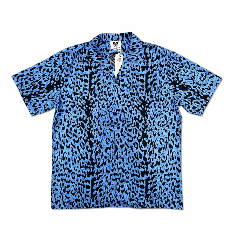 Košula s leopard uzorkom i kubanskim ovratnikom, kratkim rukavima, retro kardigan stil, širok kroj, 96% poliester