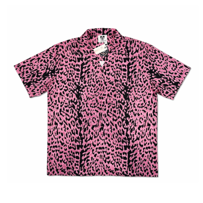 Košula s leopard uzorkom i kubanskim ovratnikom, kratkim rukavima, retro kardigan stil, širok kroj, 96% poliester