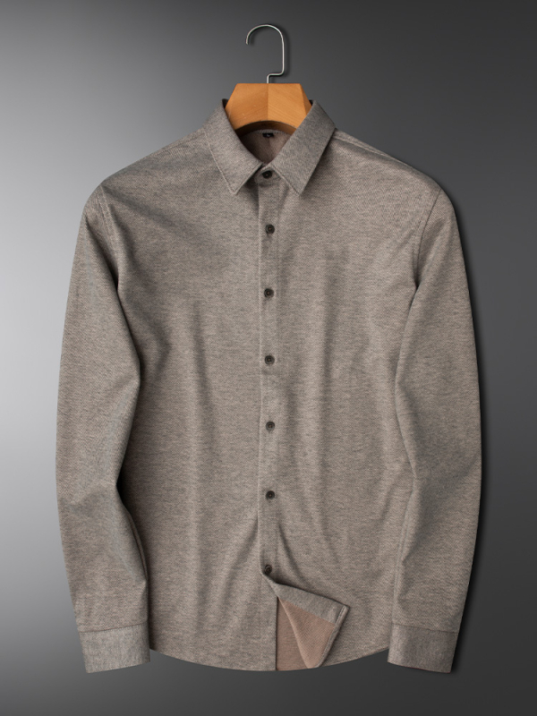 Muška slim-fit košulja od poliestera, bez glačanja, duge rukave, šiljasti ovratnik, proljeće 2025