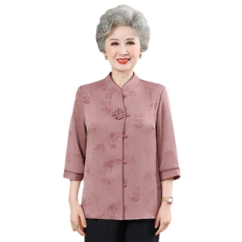 Primăvara 2025, top cu stil chinez pentru femei mature, mâneci 3/4, șifon, poliester ≤30%, stil: temperament și purtare zilnică