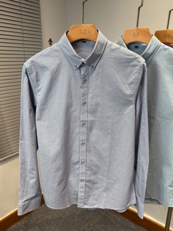 Muška košulja od pamuka s malim karom, dugi rukav, ležerni jesenski stil