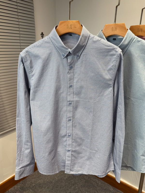 Muška košulja od pamuka s malim karom, dugi rukav, ležerni jesenski stil