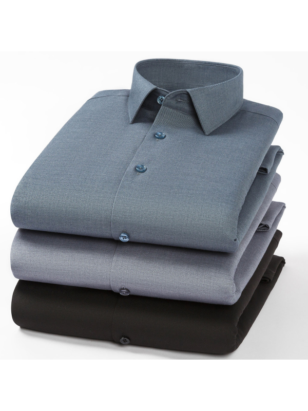 Риза с подплата от флис, без гладене, смес полиестер/модал, квадратна яка, дълги ръкави