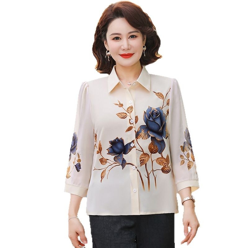 Bluza-cardigan dama cu mâneci lungi, imprimeu floral, primăvară-vară 2025, croială lejeră, poliester 90–95%