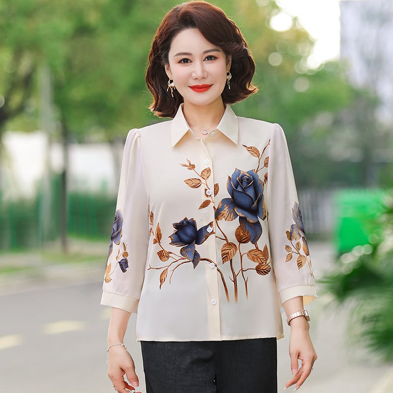 Bluza-cardigan dama cu mâneci lungi, imprimeu floral, primăvară-vară 2025, croială lejeră, poliester 90–95%