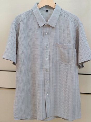 Košulja Ice Silk s kratkim rukavima, karirani uzorak, rever ovratnik, 95% poliester