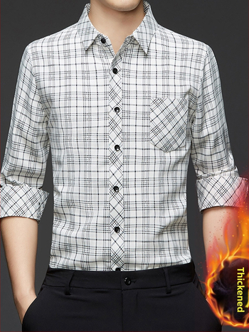 Πουκάμισο καρό με επένδυση φλίς, αστικός στυλ καρντγκάν, ύφασμα: μίξη χημικών ινών, χειμερινή σεζόν