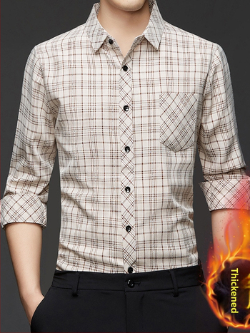 Πουκάμισο καρό με επένδυση φλίς, αστικός στυλ καρντγκάν, ύφασμα: μίξη χημικών ινών, χειμερινή σεζόν