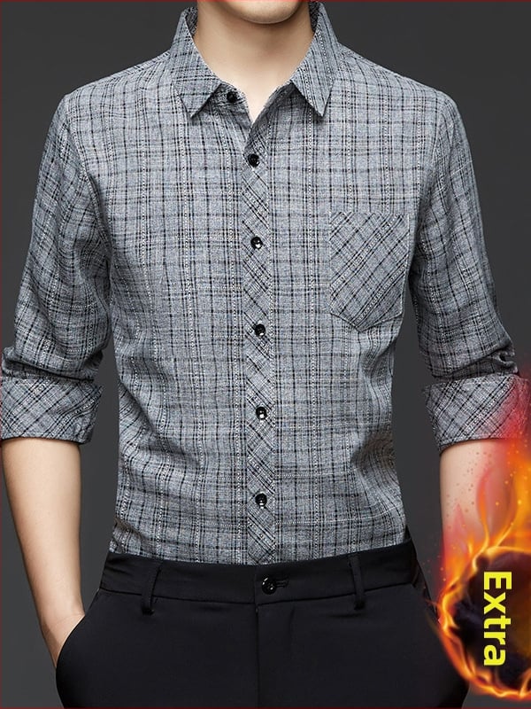 Cămașă carouri, căptușită cu fleece, stil urban cardigan, material: amestec de fibre chimice, sezon de iarnă