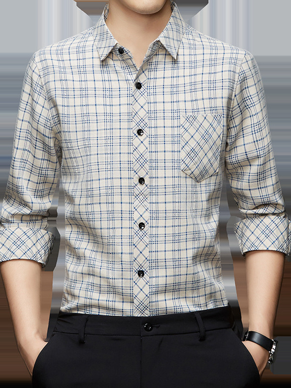 Πουκάμισο καρό με επένδυση φλίς, αστικός στυλ καρντγκάν, ύφασμα: μίξη χημικών ινών, χειμερινή σεζόν