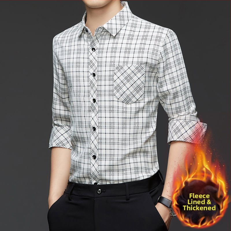 Πουκάμισο καρό με επένδυση φλίς, αστικός στυλ καρντγκάν, ύφασμα: μίξη χημικών ινών, χειμερινή σεζόν