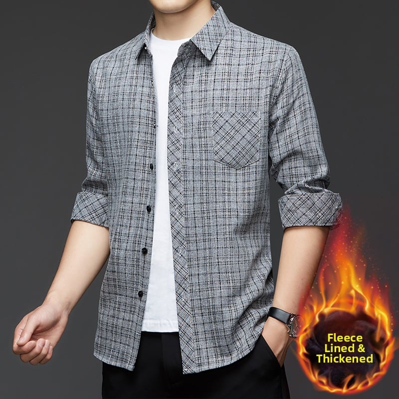 Πουκάμισο καρό με επένδυση φλίς, αστικός στυλ καρντγκάν, ύφασμα: μίξη χημικών ινών, χειμερινή σεζόν