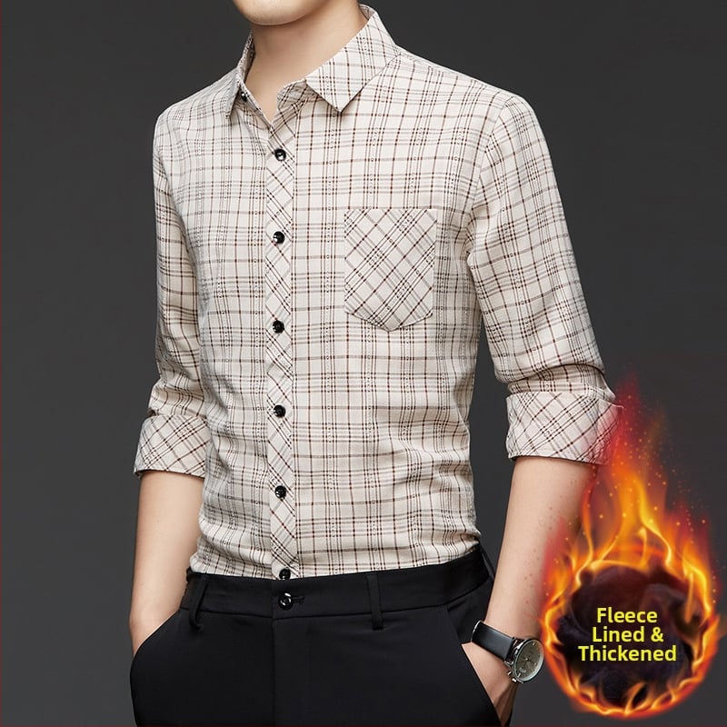 Πουκάμισο καρό με επένδυση φλίς, αστικός στυλ καρντγκάν, ύφασμα: μίξη χημικών ινών, χειμερινή σεζόν