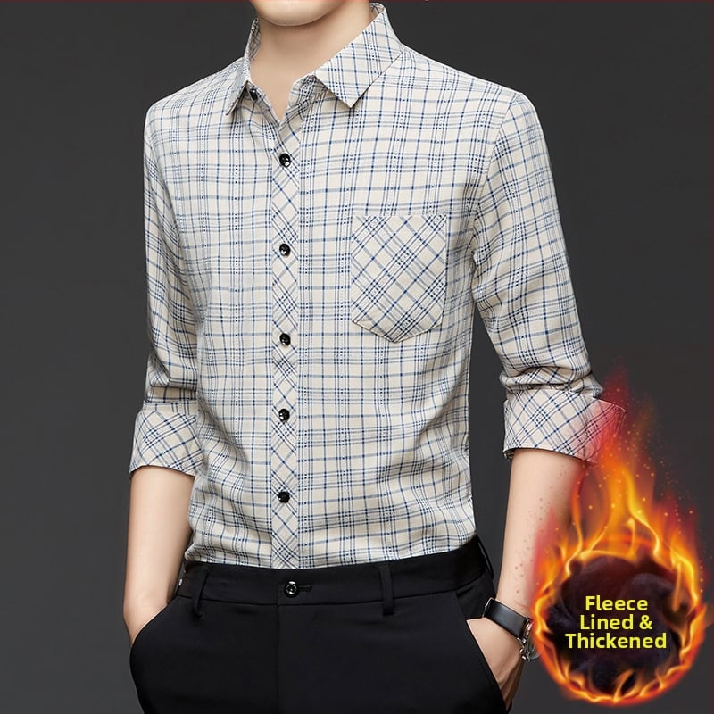 Πουκάμισο καρό με επένδυση φλίς, αστικός στυλ καρντγκάν, ύφασμα: μίξη χημικών ινών, χειμερινή σεζόν