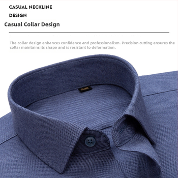 Αντρικό πουκάμισο από μείγμα μαλλιού-Modal, τετράγωνος γιακάς, μακριά μανίκια, ελαφρύ καθημερινό στυλ, πλένεται στο πλυντήριο