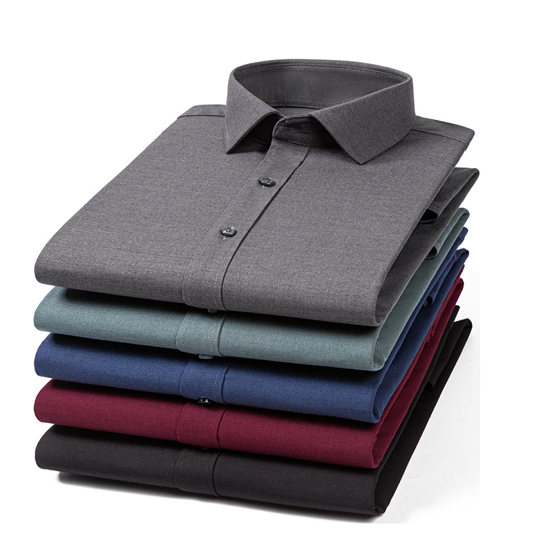 Αντρικό πουκάμισο από μείγμα μαλλιού-Modal, τετράγωνος γιακάς, μακριά μανίκια, ελαφρύ καθημερινό στυλ, πλένεται στο πλυντήριο