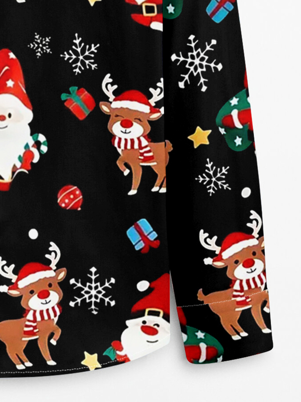 Ανδρικό χριστουγεννιάτικο πουκάμισο με μακριά μανίκια, γιακά πέτο, χριστουγεννιάτικo μοτίβο, 100% πολυεστέρας, ψηφιακή εκτύπωση