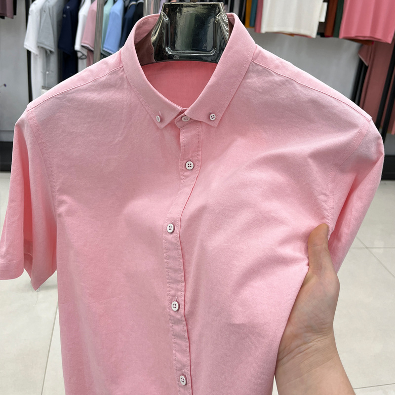 Ανδρικό πουκάμισο με κοντό μανίκι, combed cotton (40-count), mercerized, αιχμηρός γιακά