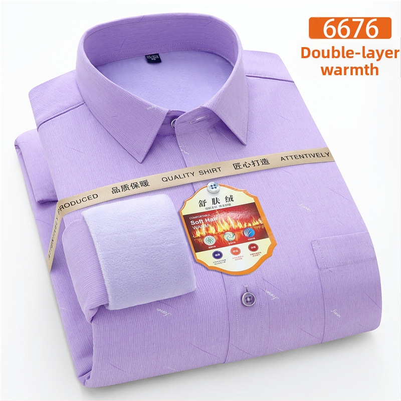 Ανδρικό πουκάμισο με φλίς επένδυση, βαμβακερό ύφασμα, τετράγωνος γιακάς, μακριά μανίκια, λεπτομέρειες τσεπών