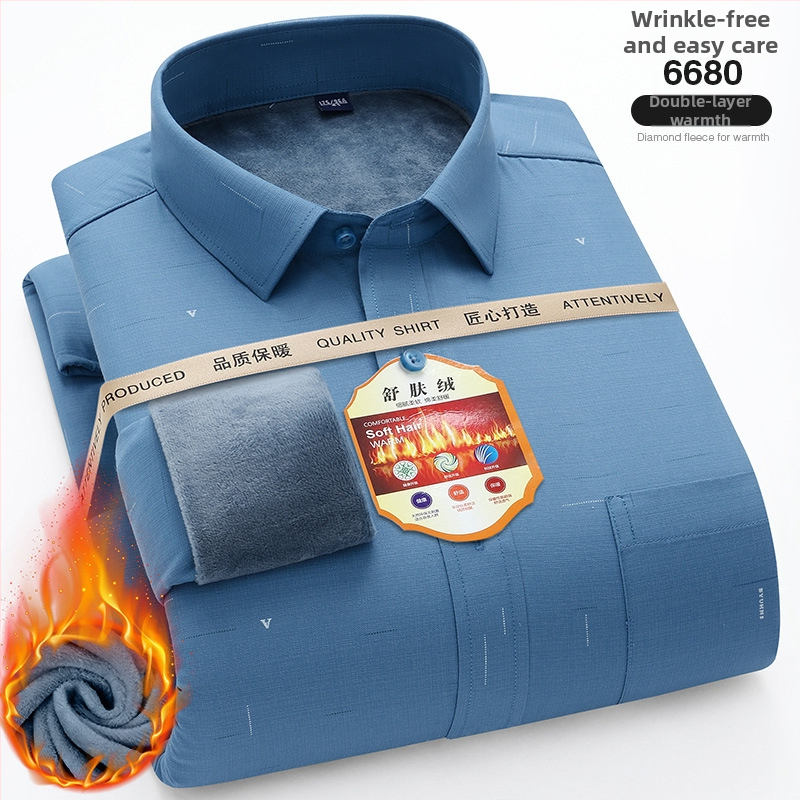 Ανδρικό πουκάμισο με φλίς επένδυση, βαμβακερό ύφασμα, τετράγωνος γιακάς, μακριά μανίκια, λεπτομέρειες τσεπών