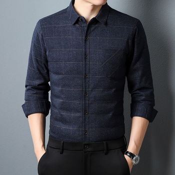 Ανδρικό χειμωνιάτικο καρό πουκάμισο με αποσπώμενη επένδυση για ζεστασιά, μακριά μανίκια, πέτο