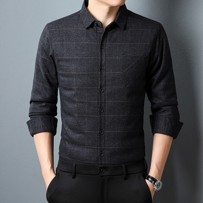 Ανδρικό χειμωνιάτικο καρό πουκάμισο με αποσπώμενη επένδυση για ζεστασιά, μακριά μανίκια, πέτο