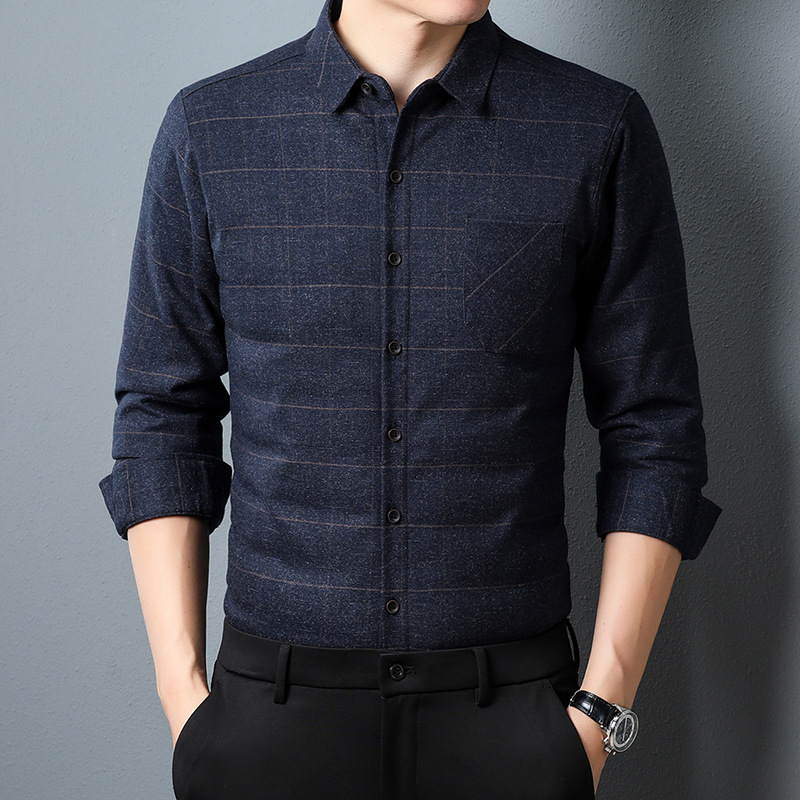 Ανδρικό χειμωνιάτικο καρό πουκάμισο με αποσπώμενη επένδυση για ζεστασιά, μακριά μανίκια, πέτο