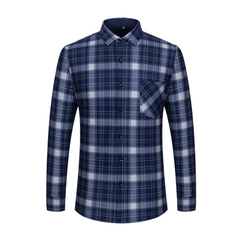 Πουκάμισο με μοτίβο πλέγματος, παχύ πολυεστερικό ύφασμα (≥96%), τετράγωνη λαιμόκοψη, μακριά μανίκια