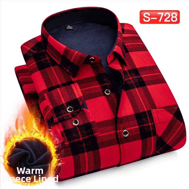 Πουκάμισο με μοτίβο πλέγματος, παχύ πολυεστερικό ύφασμα (≥96%), τετράγωνη λαιμόκοψη, μακριά μανίκια